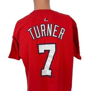 Trea Turner Jersey T Shirt Mens L Majestic Washington Nationals MLB Baseball